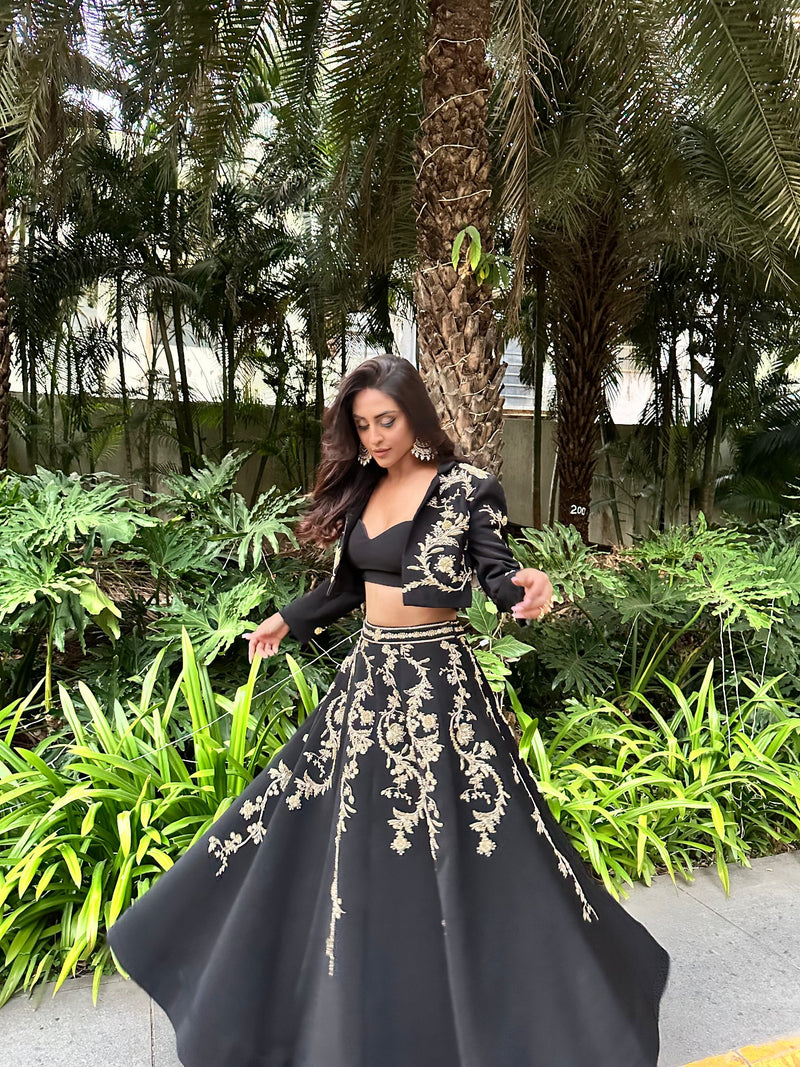 Black Seraph Lehenga Set