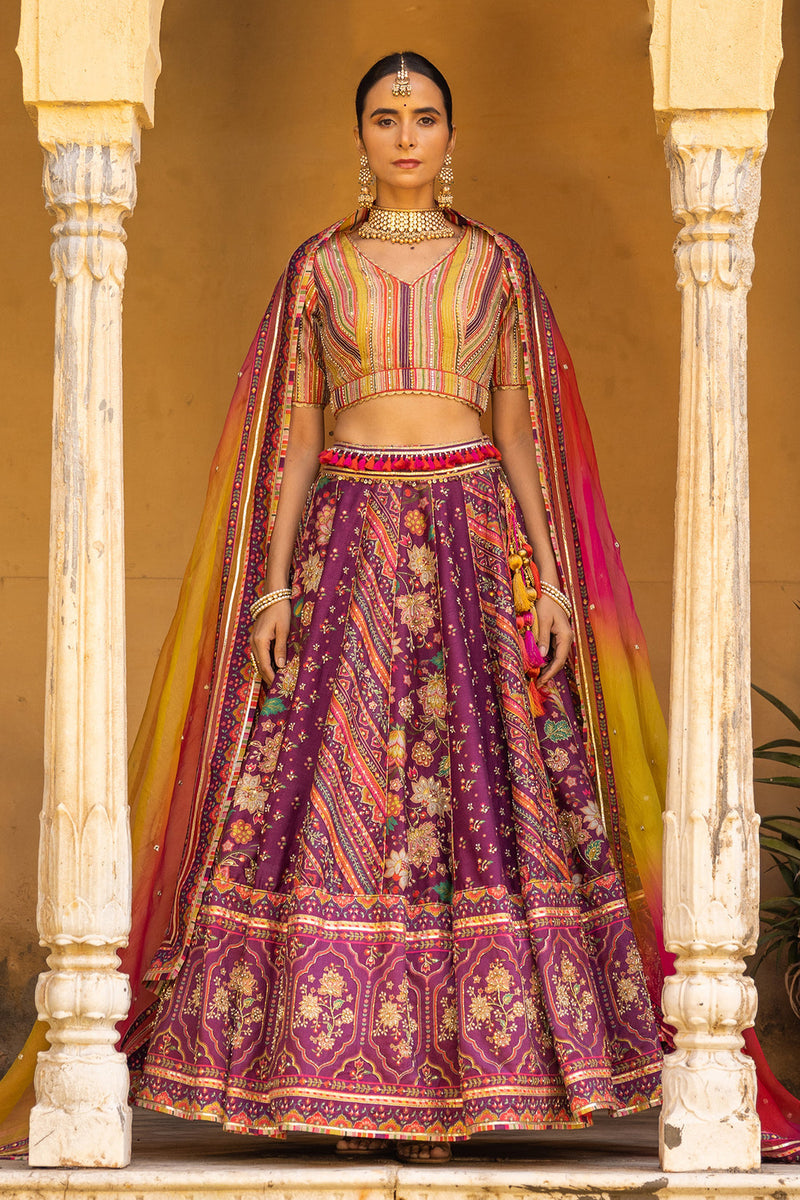 WINE MAHOGANY LEHENGA SET