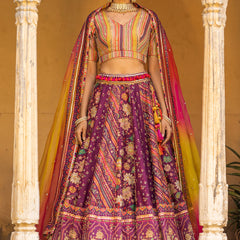 WINE MAHOGANY LEHENGA SET