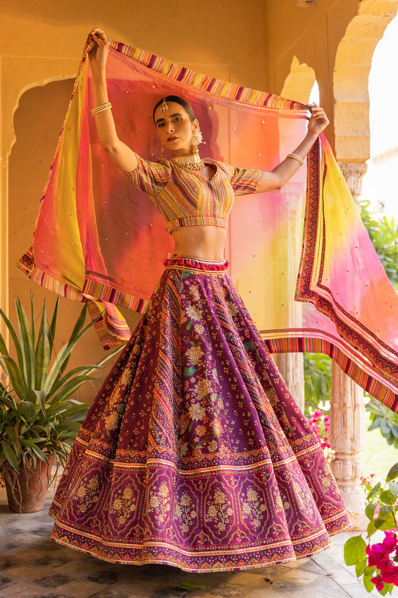 WINE MAHOGANY LEHENGA SET