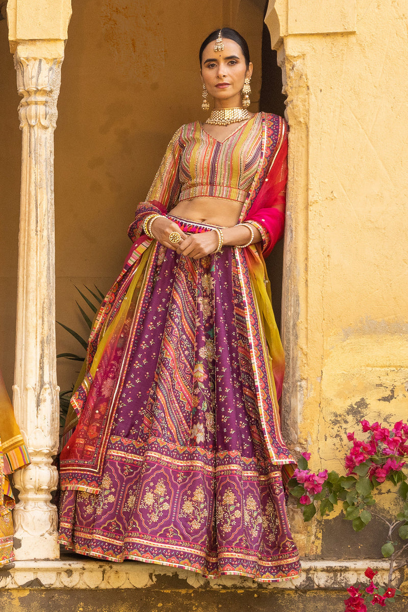 WINE MAHOGANY LEHENGA SET