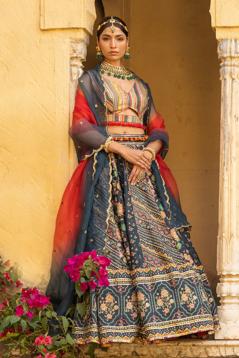 DEEP GREEN EMERALD LEHENGA SET