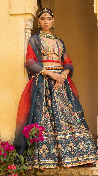 DEEP GREEN EMERALD LEHENGA SET