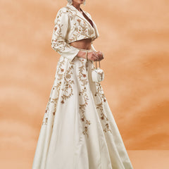 White Noor Jacket Lehenga Set