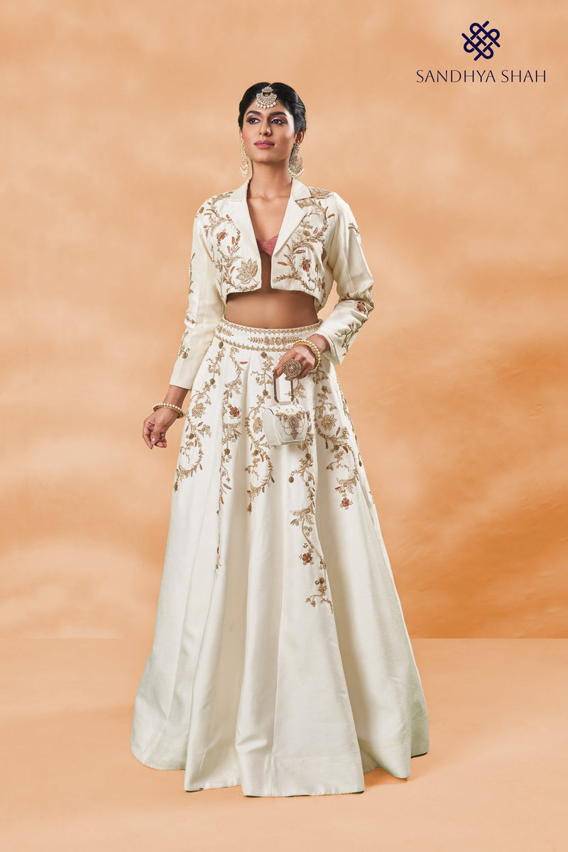 White Noor Jacket Lehenga Set