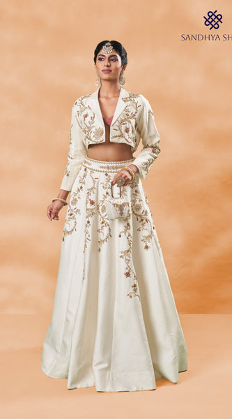 White Noor Jacket Lehenga Set