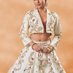 White Noor Jacket Lehenga Set