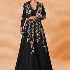 Black Seraph Lehenga Set